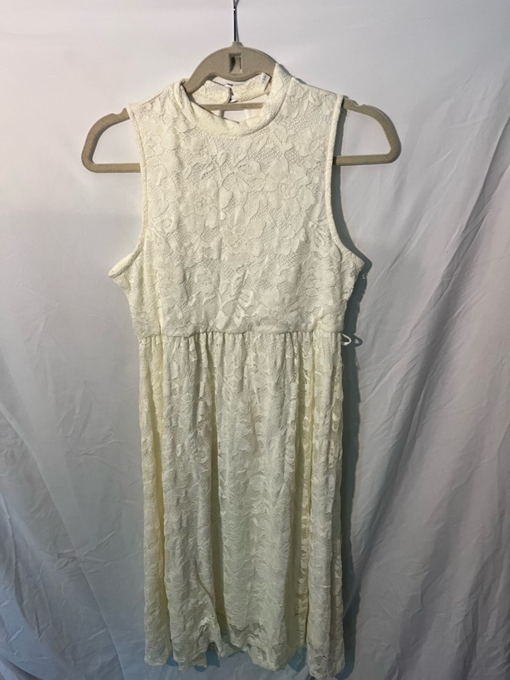 Pinkblush Ivory Lace High-Neck Midi Dress
